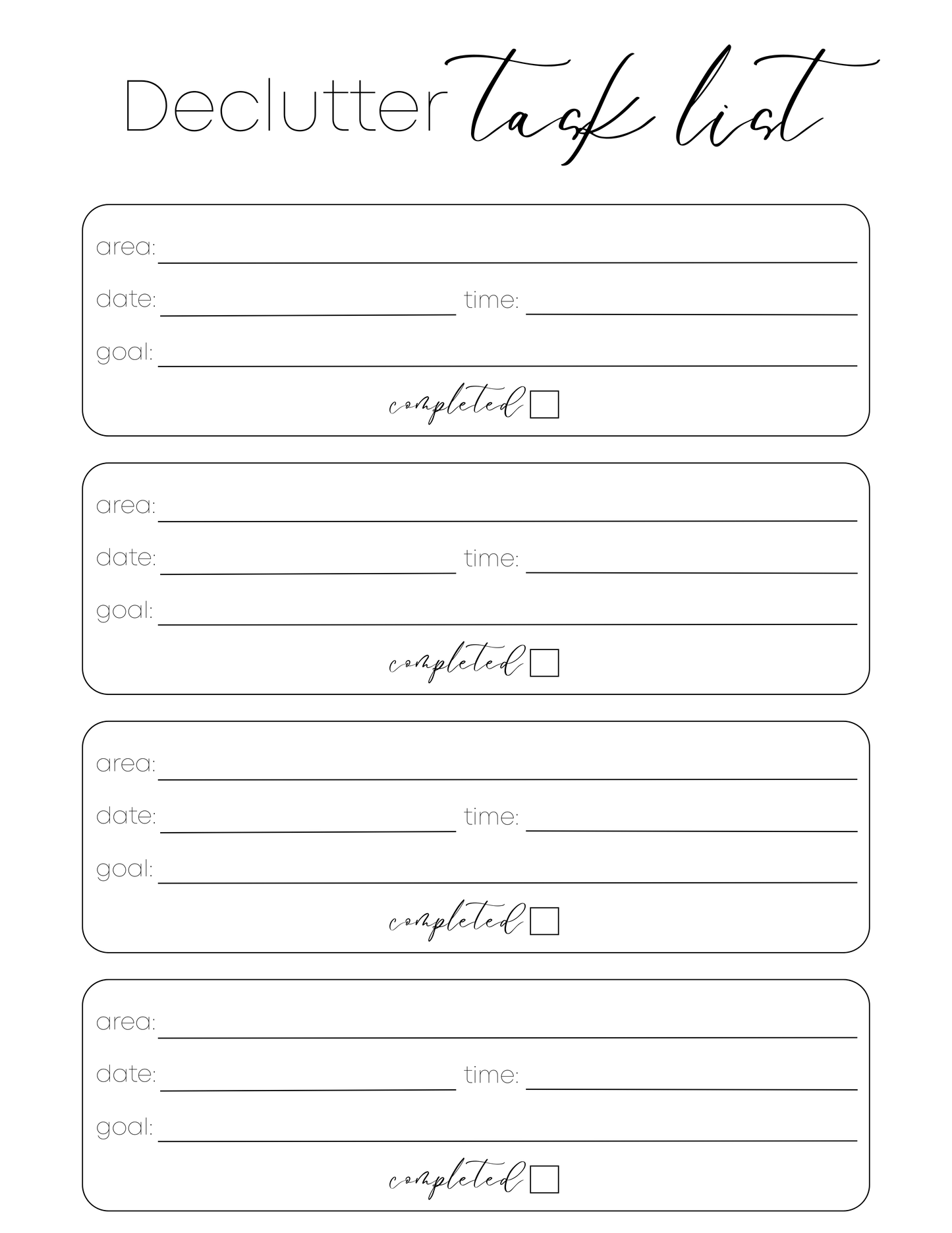 Declutter Task List
