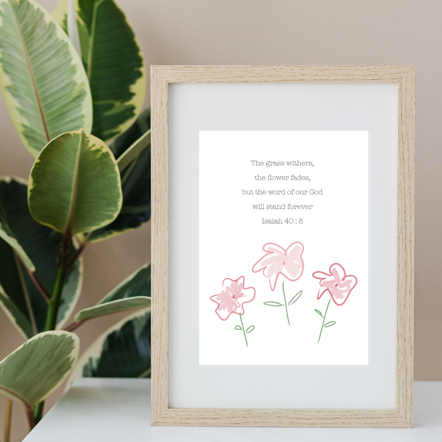 Isaiah 40:8 ESV w/little flowers Digital