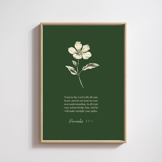 Proverbs 3:5-6 ESV w/flower Digital